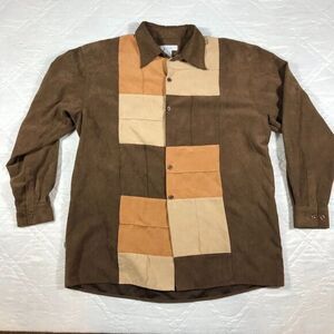 d-icon Men's 3 Shades of Brown Long Sleeve Button-Down‎ Polyester Shirt Size L